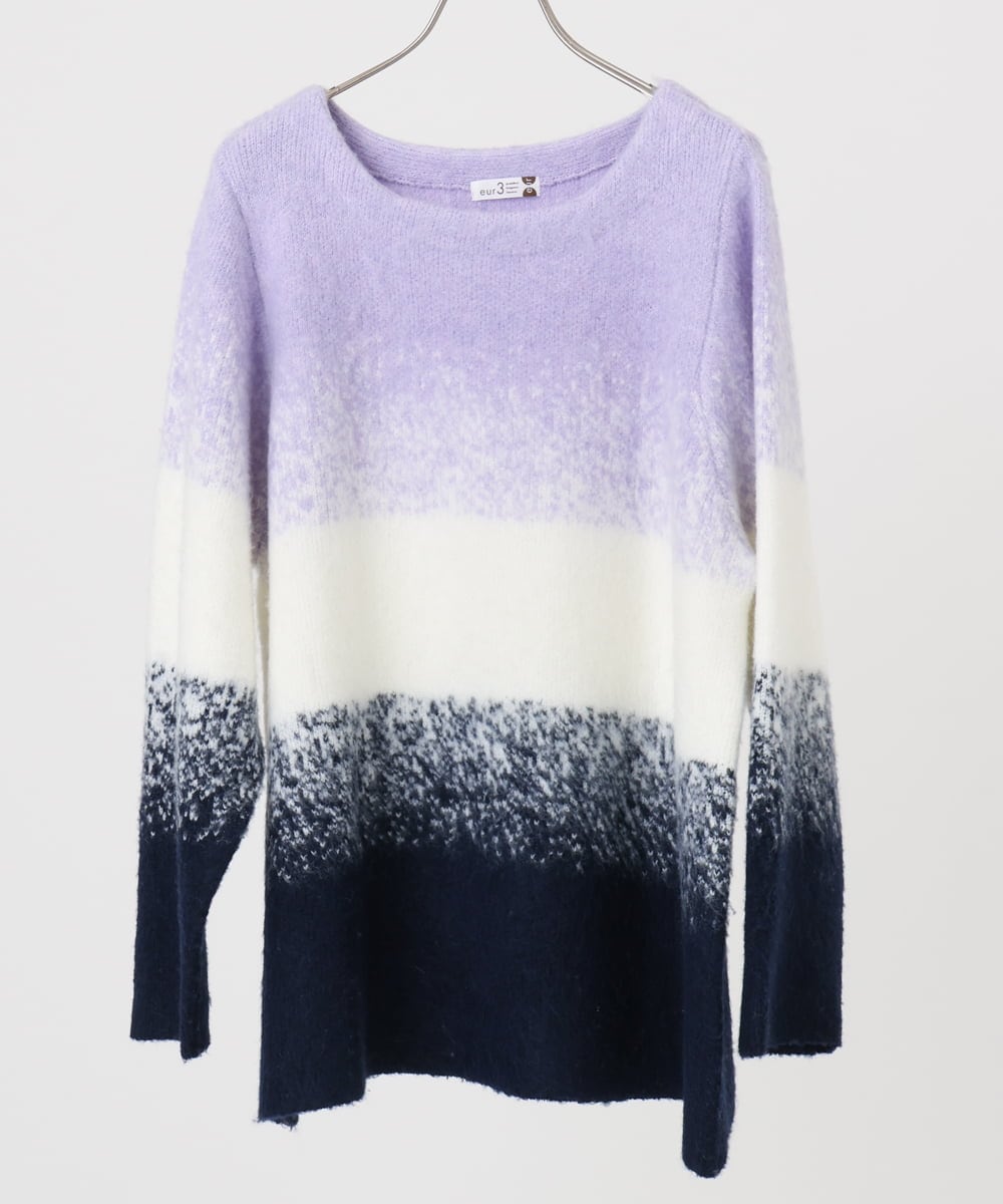 OLFBD15109 eur3(エウルキューブ) 【WEB先行販売】【大きいサイズ】グラデーションシャギーニット ネイビー(57)