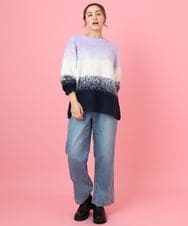 OLFBD15109 eur3(エウルキューブ) 【大きいサイズ】グラデーションシャギーニット ネイビー(57)