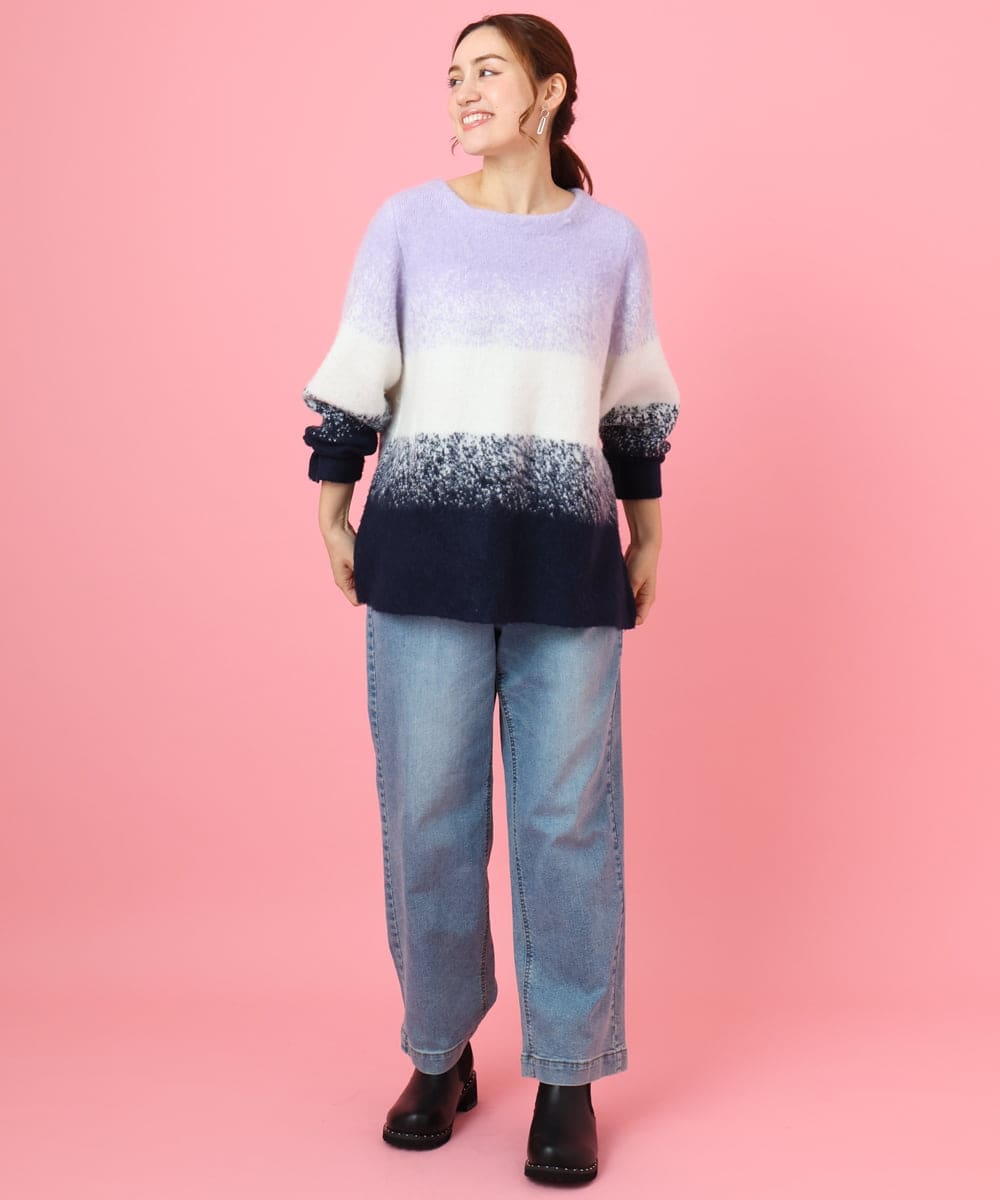 OLFBD15109 eur3(エウルキューブ) 【大きいサイズ】グラデーションシャギーニット ネイビー(57)