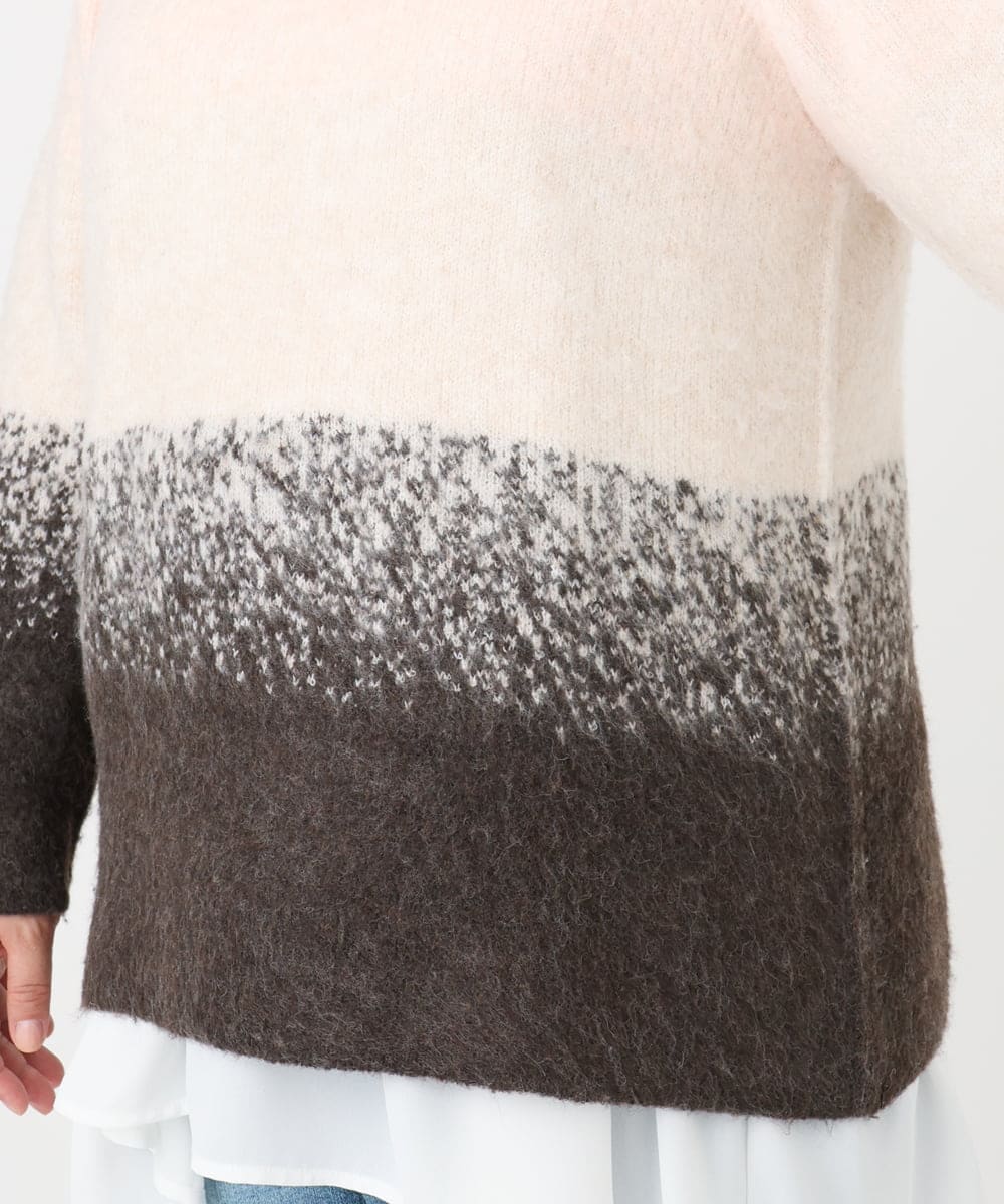 OLFBD15109 eur3(エウルキューブ) 【WEB先行販売】【大きいサイズ】グラデーションシャギーニット ダークブラウン(87)