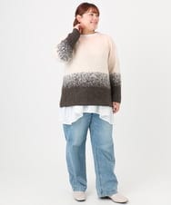 OLFBD15109 eur3(エウルキューブ) 【WEB先行販売】【大きいサイズ】グラデーションシャギーニット ダークブラウン(87)