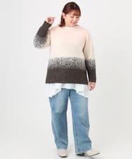 OLFBD15109 eur3(エウルキューブ) 【WEB先行販売】【大きいサイズ】グラデーションシャギーニット ダークブラウン(87)