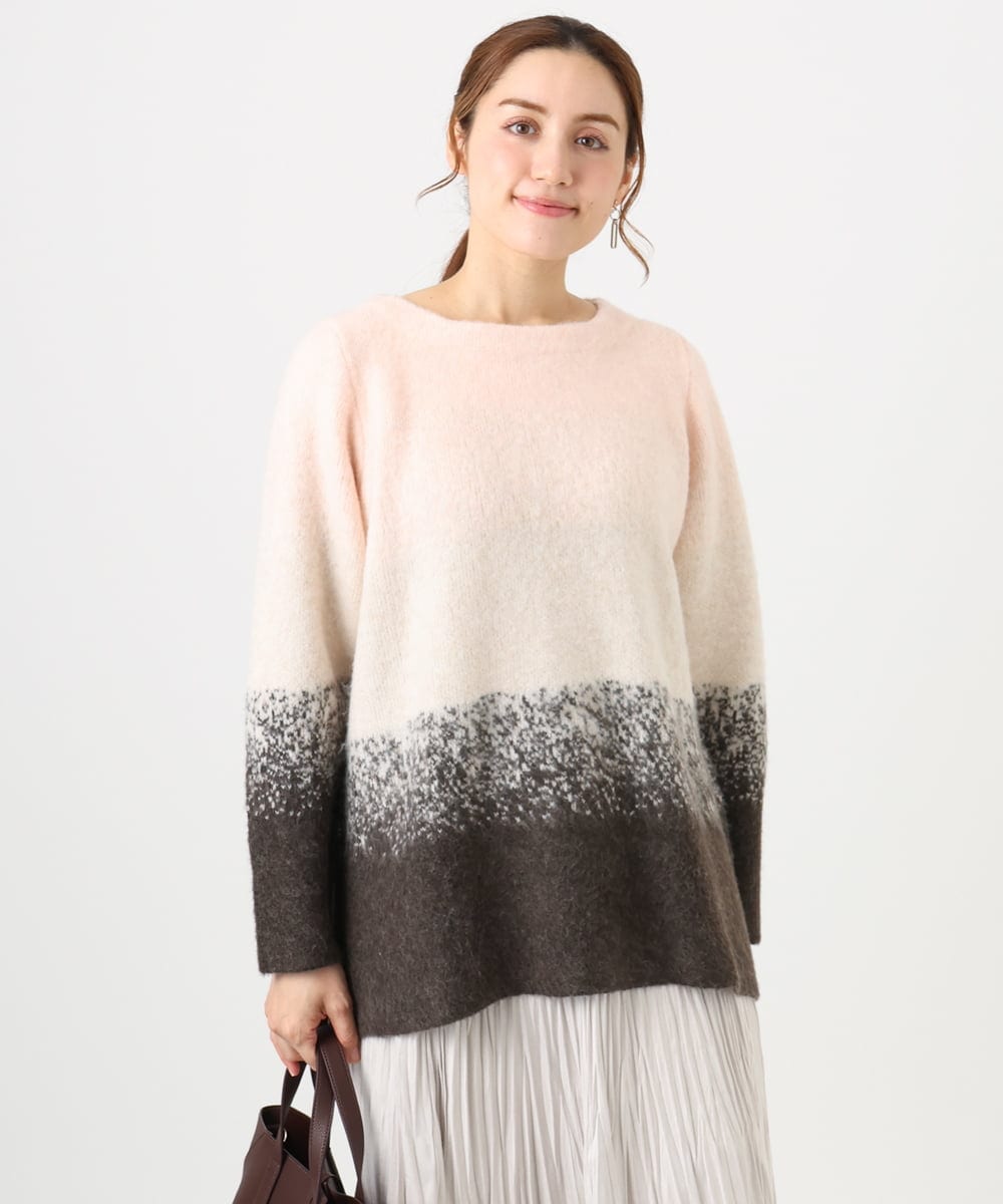 OLFBD15109 eur3(エウルキューブ) 【大きいサイズ】グラデーションシャギーニット ダークブラウン(87)