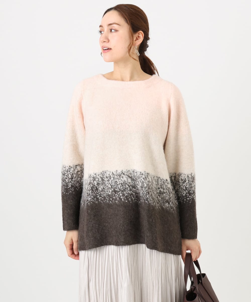 OLFBD15109 eur3(エウルキューブ) 【WEB先行販売】【大きいサイズ】グラデーションシャギーニット ダークブラウン(87)