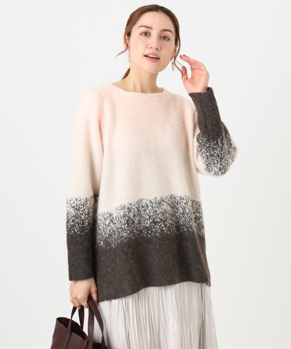 OLFBD15109 eur3(エウルキューブ) 【WEB先行販売】【大きいサイズ】グラデーションシャギーニット ダークブラウン(87)