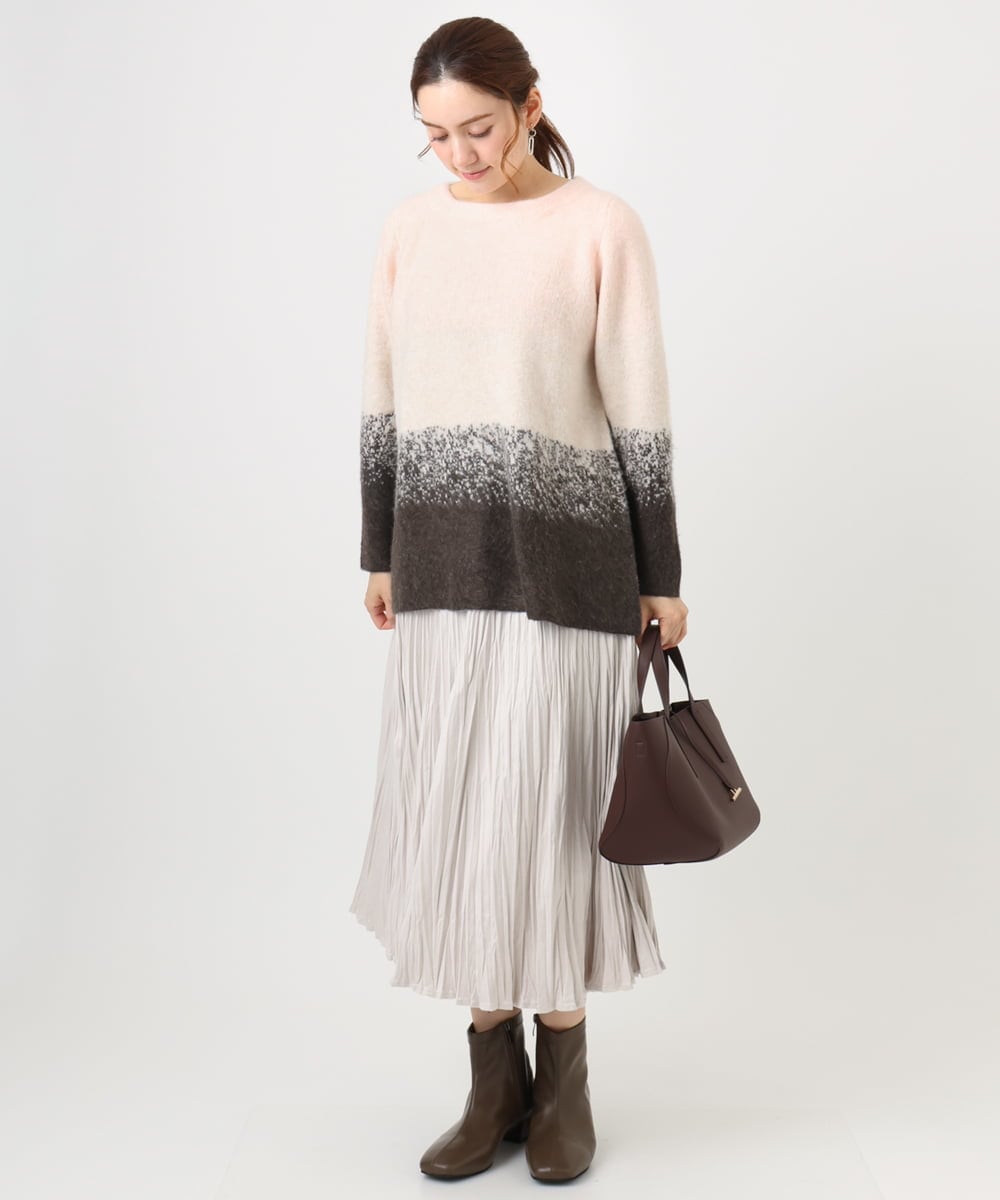 OLFBD15109 eur3(エウルキューブ) 【WEB先行販売】【大きいサイズ】グラデーションシャギーニット ダークブラウン(87)