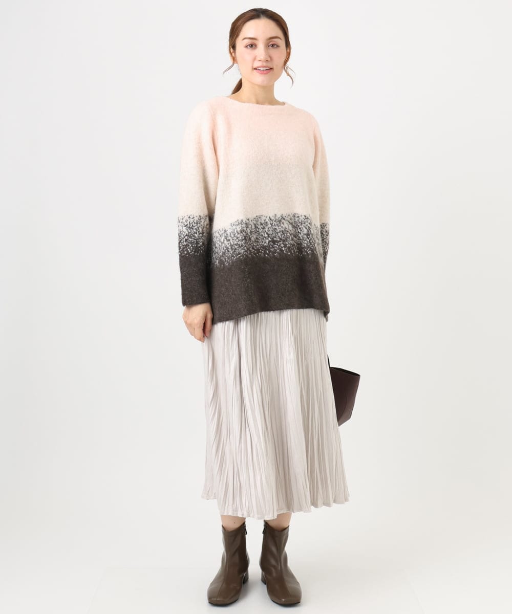 OLFBD15109 eur3(エウルキューブ) 【WEB先行販売】【大きいサイズ】グラデーションシャギーニット ダークブラウン(87)