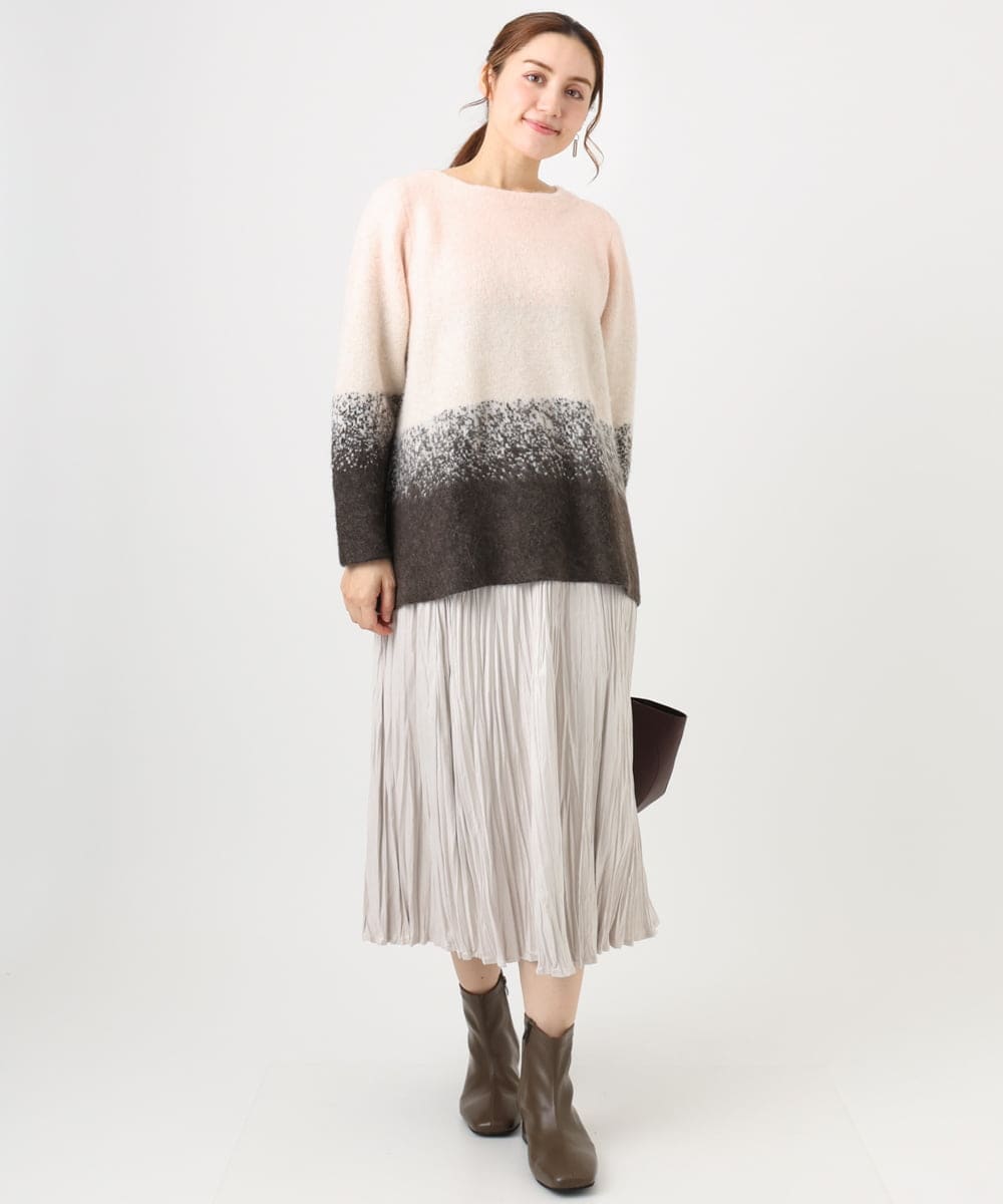 OLFBD15109 eur3(エウルキューブ) 【WEB先行販売】【大きいサイズ】グラデーションシャギーニット ダークブラウン(87)