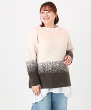 OLFBD15109 eur3(エウルキューブ) 【WEB先行販売】【大きいサイズ】グラデーションシャギーニット ダークブラウン(87)