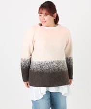 OLFBD15109 eur3(エウルキューブ) 【WEB先行販売】【大きいサイズ】グラデーションシャギーニット ダークブラウン(87)