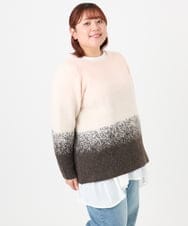 OLFBD15109 eur3(エウルキューブ) 【WEB先行販売】【大きいサイズ】グラデーションシャギーニット ダークブラウン(87)