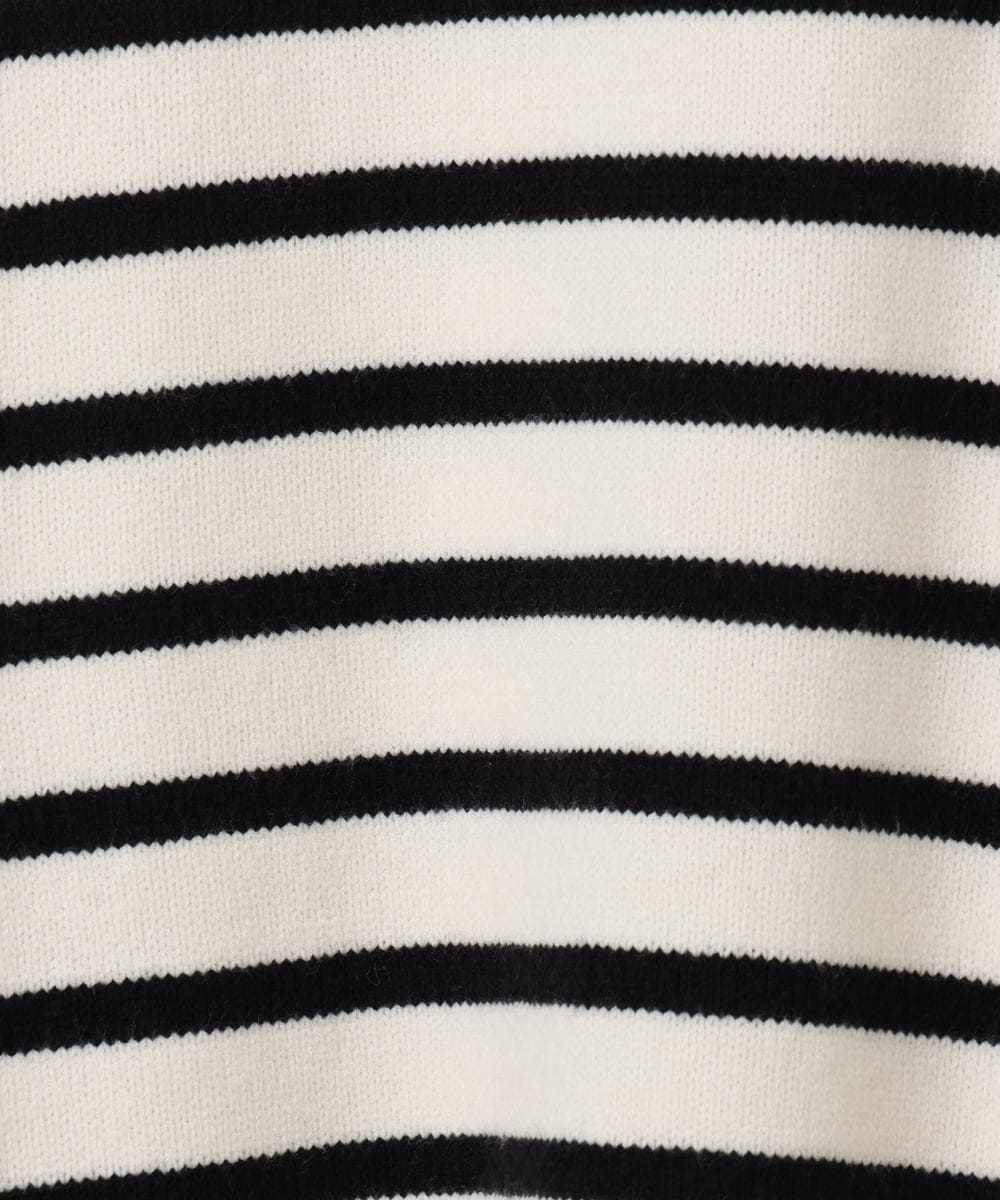 OLFBD16089 eur3(エウルキューブ) 【WEB先行販売】【大きいサイズ】パネルボーダー配色ラインニット アイボリー(80)