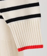 OLFBD16089 eur3(エウルキューブ) 【WEB先行販売】【大きいサイズ】パネルボーダー配色ラインニット アイボリー(80)