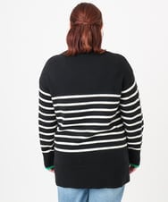 OLFBD16089 eur3(エウルキューブ) 【WEB先行販売】【大きいサイズ】パネルボーダー配色ラインニット ブラック(94)