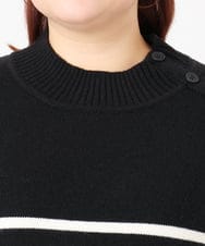 OLFBD16089 eur3(エウルキューブ) 【WEB先行販売】【大きいサイズ】パネルボーダー配色ラインニット ブラック(94)