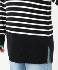 OLFBD16089 eur3(エウルキューブ) 【WEB先行販売】【大きいサイズ】パネルボーダー配色ラインニット ブラック(94)