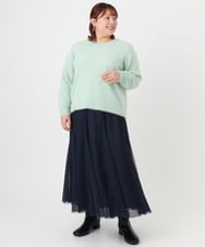 OLFBD17099 eur3(エウルキューブ) 【WEB先行販売】【大きいサイズ】キラキラシャギーニット ライトグリーン(30)