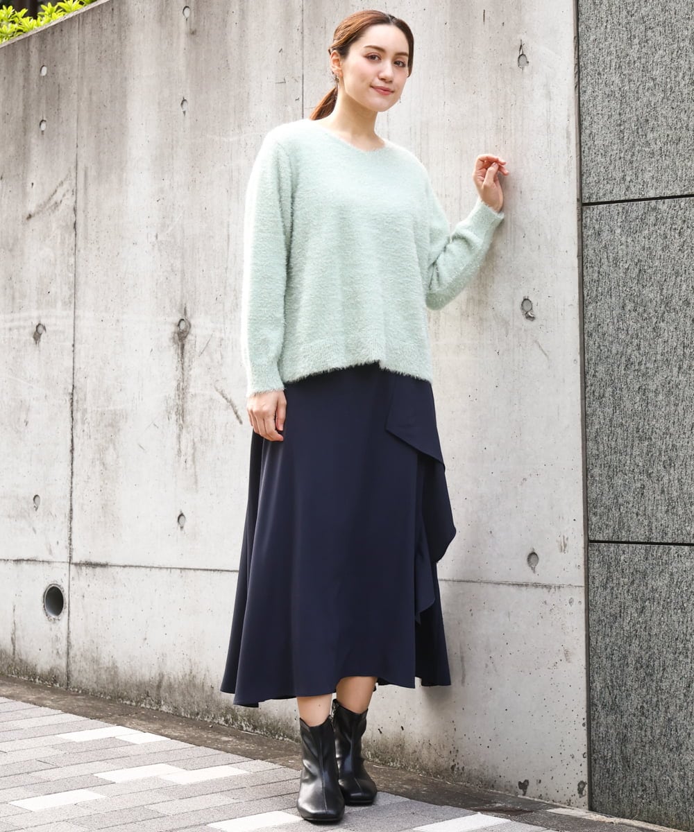 OLFBD17099 eur3(エウルキューブ) 【大きいサイズ】キラキラシャギーニット ライトグリーン(30)