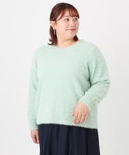 OLFBD17099 eur3(エウルキューブ) 【WEB先行販売】【大きいサイズ】キラキラシャギーニット ライトグリーン(30)