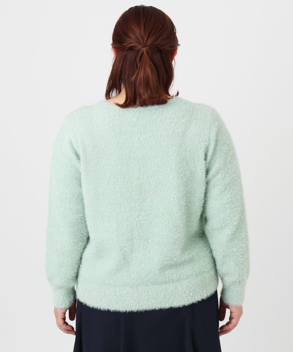 OLFBD17099 eur3(エウルキューブ) 【WEB先行販売】【大きいサイズ】キラキラシャギーニット ライトグリーン(30)