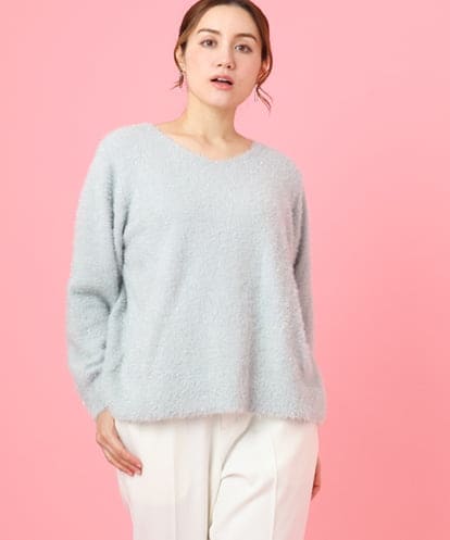 OLFBD17099 eur3 【WEB先行販売】【大きいサイズ】キラキラシャギーニット