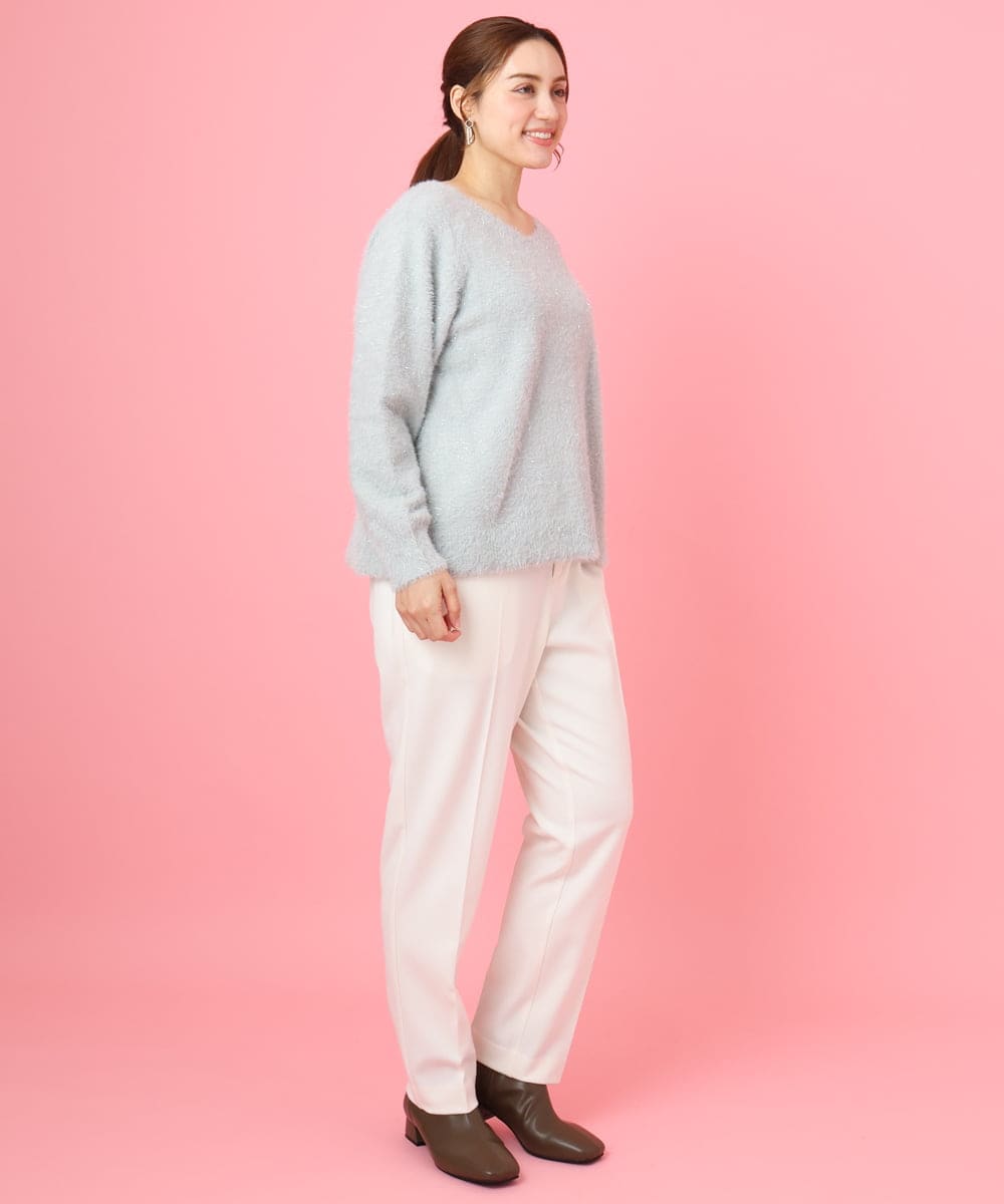 OLFBD17099 eur3(エウルキューブ) 【WEB先行販売】【大きいサイズ】キラキラシャギーニット シルバー(96)