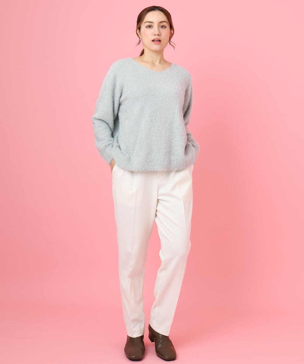 OLFBD17099 eur3(エウルキューブ) 【WEB先行販売】【大きいサイズ】キラキラシャギーニット シルバー(96)