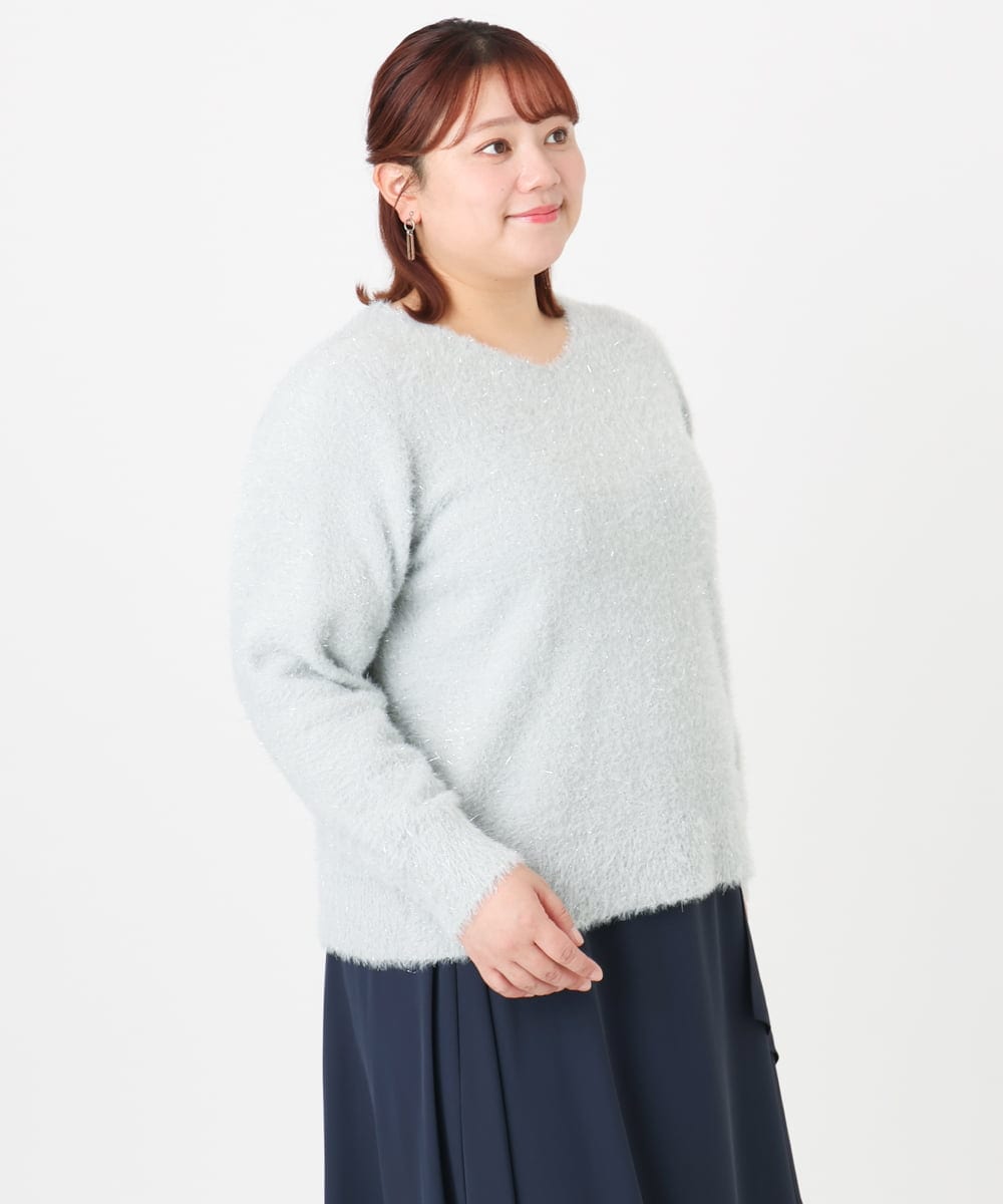 OLFBD17099 eur3(エウルキューブ) 【WEB先行販売】【大きいサイズ】キラキラシャギーニット シルバー(96)