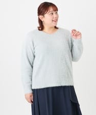 OLFBD17099 eur3(エウルキューブ) 【WEB先行販売】【大きいサイズ】キラキラシャギーニット シルバー(96)