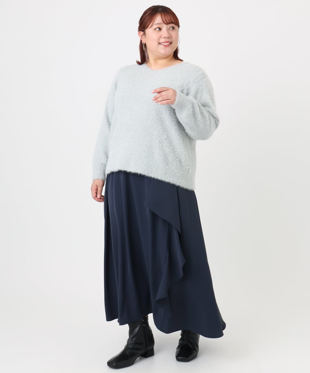 OLFBD17099 eur3(エウルキューブ) 【WEB先行販売】【大きいサイズ】キラキラシャギーニット シルバー(96)