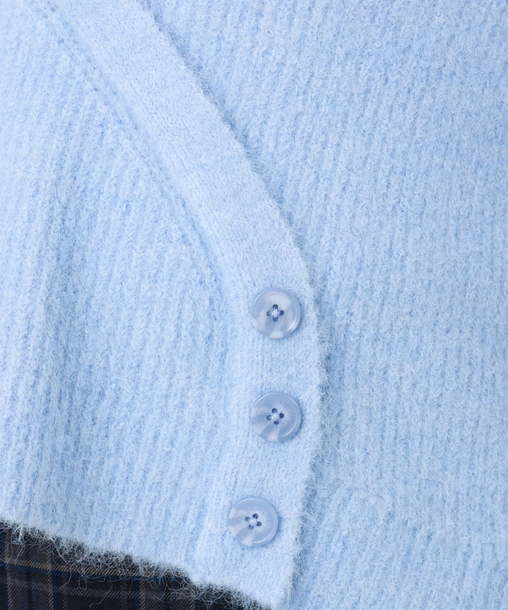 OLFBD18079 eur3(エウルキューブ) 【WEB先行販売】【大きいサイズ/a.v.v×eur3】カシュクール風ニット ライトブルー(50)