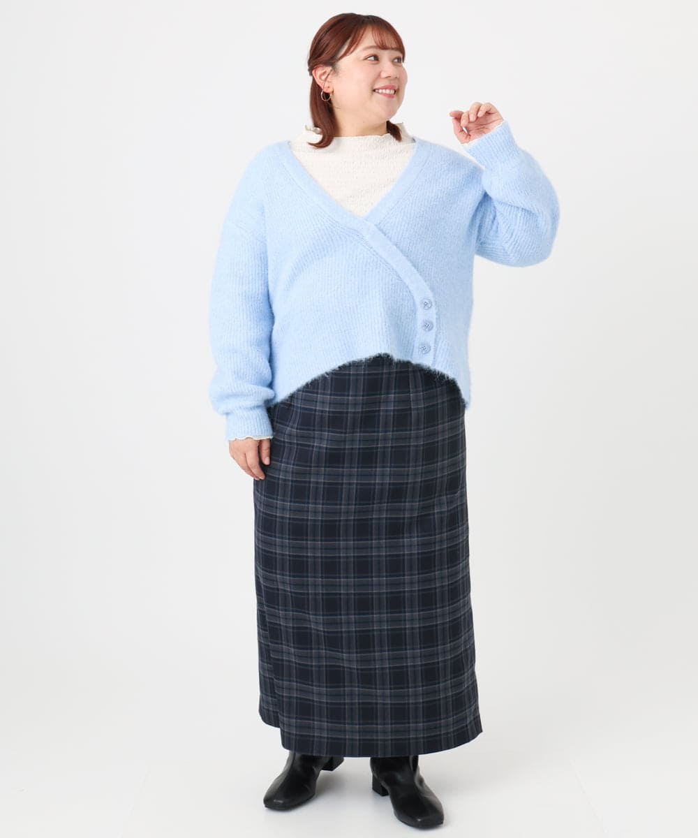 OLFBD18079 eur3(エウルキューブ) 【WEB先行販売】【大きいサイズ/a.v.v×eur3】カシュクール風ニット ライトブルー(50)