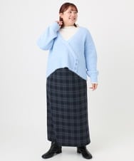 OLFBD18079 eur3(エウルキューブ) 【WEB先行販売】【大きいサイズ/a.v.v×eur3】カシュクール風ニット ライトブルー(50)