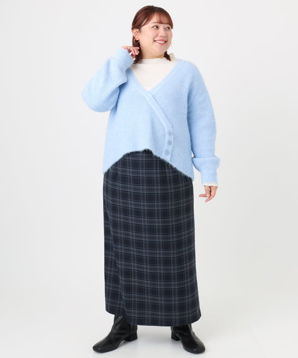 OLFBD18079 eur3(エウルキューブ) 【WEB先行販売】【大きいサイズ/a.v.v×eur3】カシュクール風ニット ライトブルー(50)