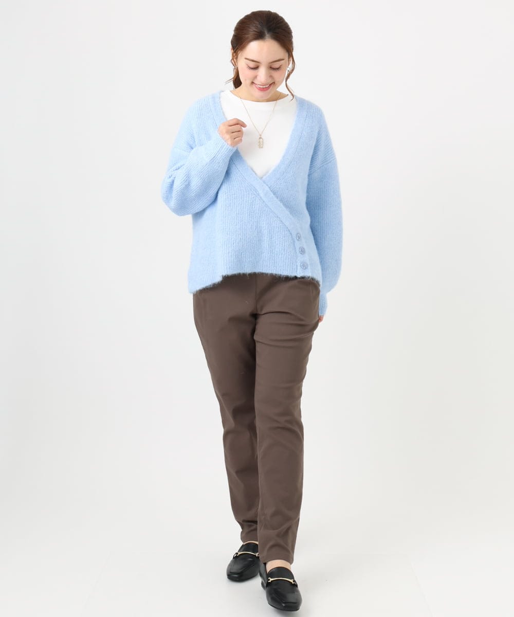 OLFBD18079 eur3(エウルキューブ) 【WEB先行販売】【大きいサイズ/a.v.v×eur3】カシュクール風ニット ライトブルー(50)