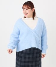 OLFBD18079 eur3(エウルキューブ) 【WEB先行販売】【大きいサイズ/a.v.v×eur3】カシュクール風ニット ライトブルー(50)