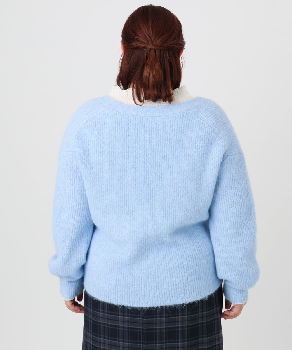 OLFBD18079 eur3(エウルキューブ) 【WEB先行販売】【大きいサイズ/a.v.v×eur3】カシュクール風ニット ライトブルー(50)