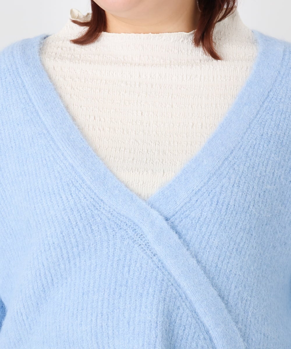 OLFBD18079 eur3(エウルキューブ) 【WEB先行販売】【大きいサイズ/a.v.v×eur3】カシュクール風ニット ライトブルー(50)