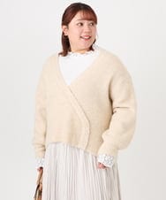 OLFBD18079 eur3(エウルキューブ) 【WEB先行販売】【大きいサイズ/a.v.v×eur3】カシュクール風ニット ベージュ(82)