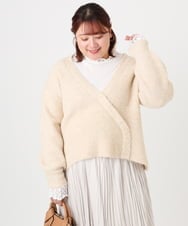 OLFBD18079 eur3(エウルキューブ) 【WEB先行販売】【大きいサイズ/a.v.v×eur3】カシュクール風ニット ベージュ(82)