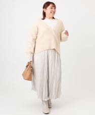 OLFBD18079 eur3(エウルキューブ) 【WEB先行販売】【大きいサイズ/a.v.v×eur3】カシュクール風ニット ベージュ(82)