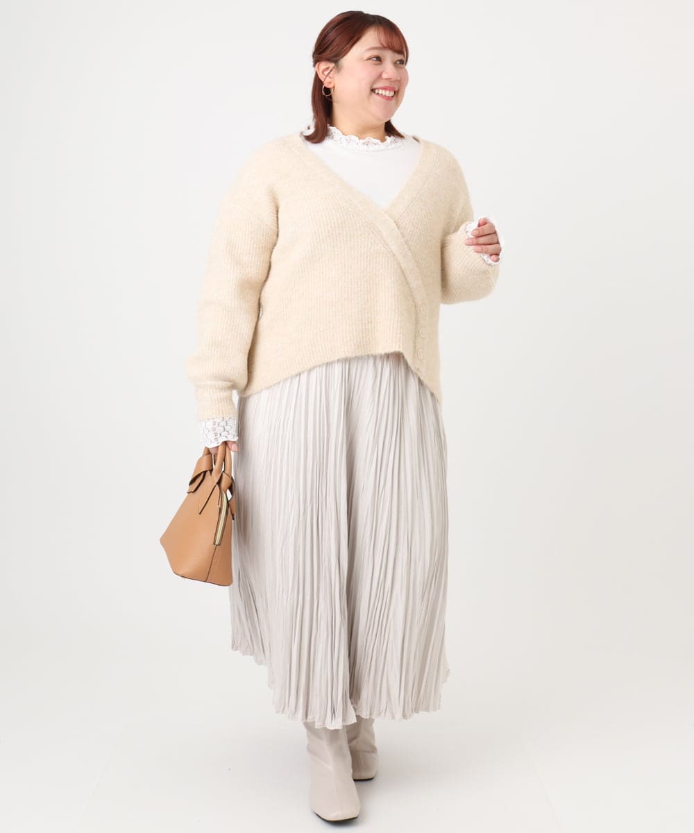 OLFBD18079 eur3(エウルキューブ) 【WEB先行販売】【大きいサイズ/a.v.v×eur3】カシュクール風ニット ベージュ(82)