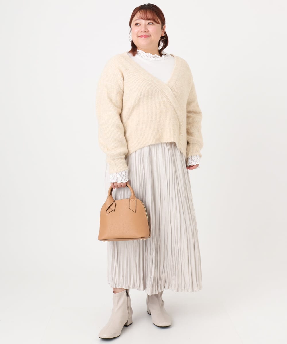 OLFBD18079 eur3(エウルキューブ) 【WEB先行販売】【大きいサイズ/a.v.v×eur3】カシュクール風ニット ベージュ(82)