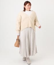 OLFBD18079 eur3(エウルキューブ) 【WEB先行販売】【大きいサイズ/a.v.v×eur3】カシュクール風ニット ベージュ(82)