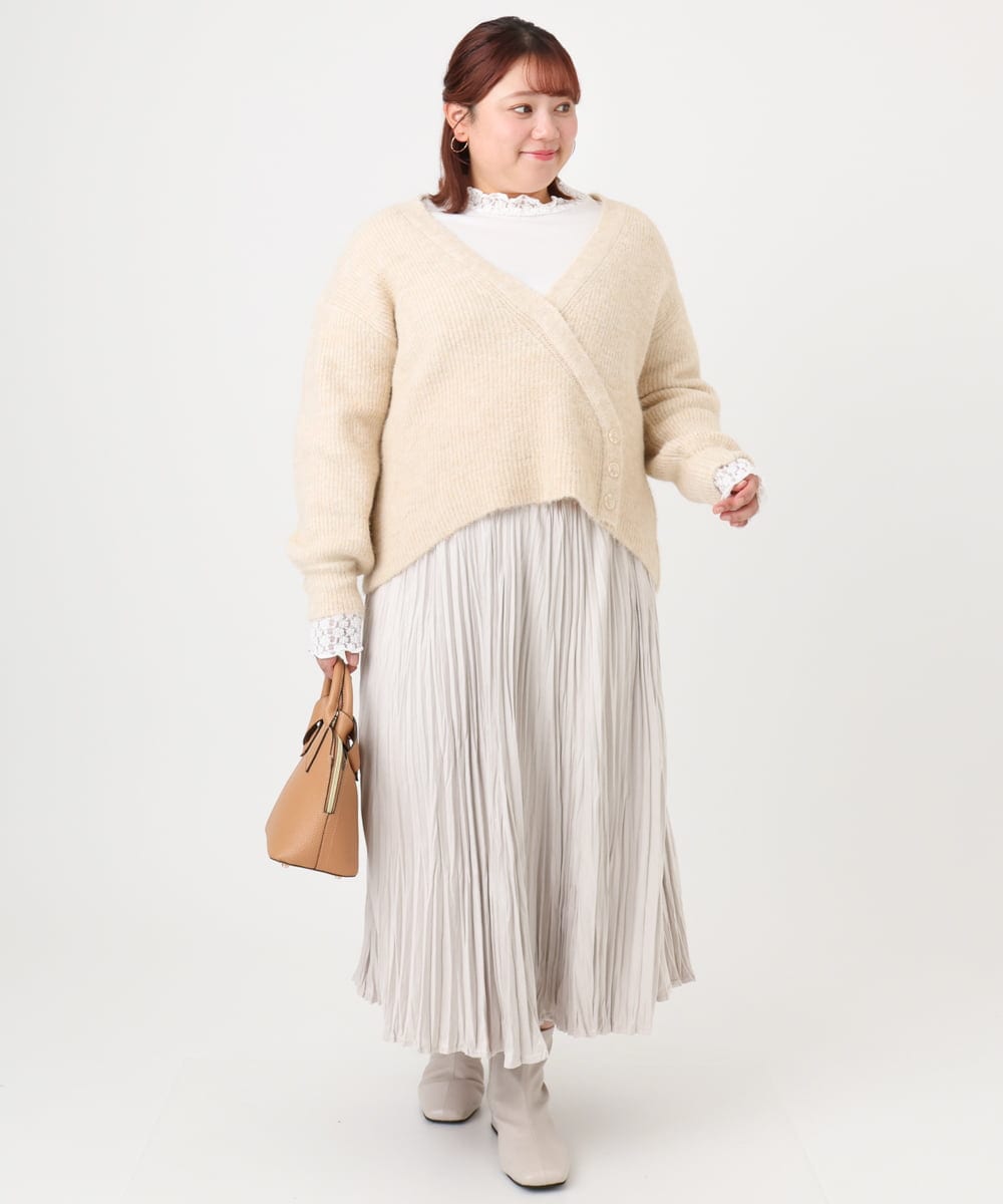 OLFBD18079 eur3(エウルキューブ) 【WEB先行販売】【大きいサイズ/a.v.v×eur3】カシュクール風ニット ベージュ(82)