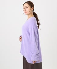 OLFBD19069 eur3(エウルキューブ) 【WEB先行販売】【大きいサイズ/a.v.v×eur3】フェザーヤーンVネックニット ラベンダー(60)