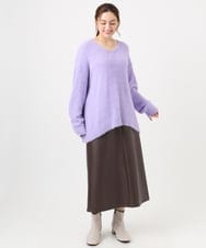 OLFBD19069 eur3(エウルキューブ) 【WEB先行販売】【大きいサイズ/a.v.v×eur3】フェザーヤーンVネックニット ラベンダー(60)