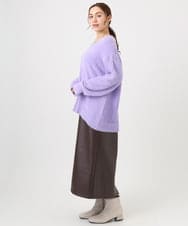 OLFBD19069 eur3(エウルキューブ) 【WEB先行販売】【大きいサイズ/a.v.v×eur3】フェザーヤーンVネックニット ラベンダー(60)