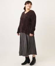 OLFBD19069 eur3(エウルキューブ) 【大きいサイズ/a.v.v×eur3】フェザーヤーンVネックニット ダークブラウン(87)
