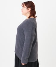 OLFBD19069 eur3(エウルキューブ) 【WEB先行販売】【大きいサイズ/a.v.v×eur3】フェザーヤーンVネックニット ダークグレー(93)